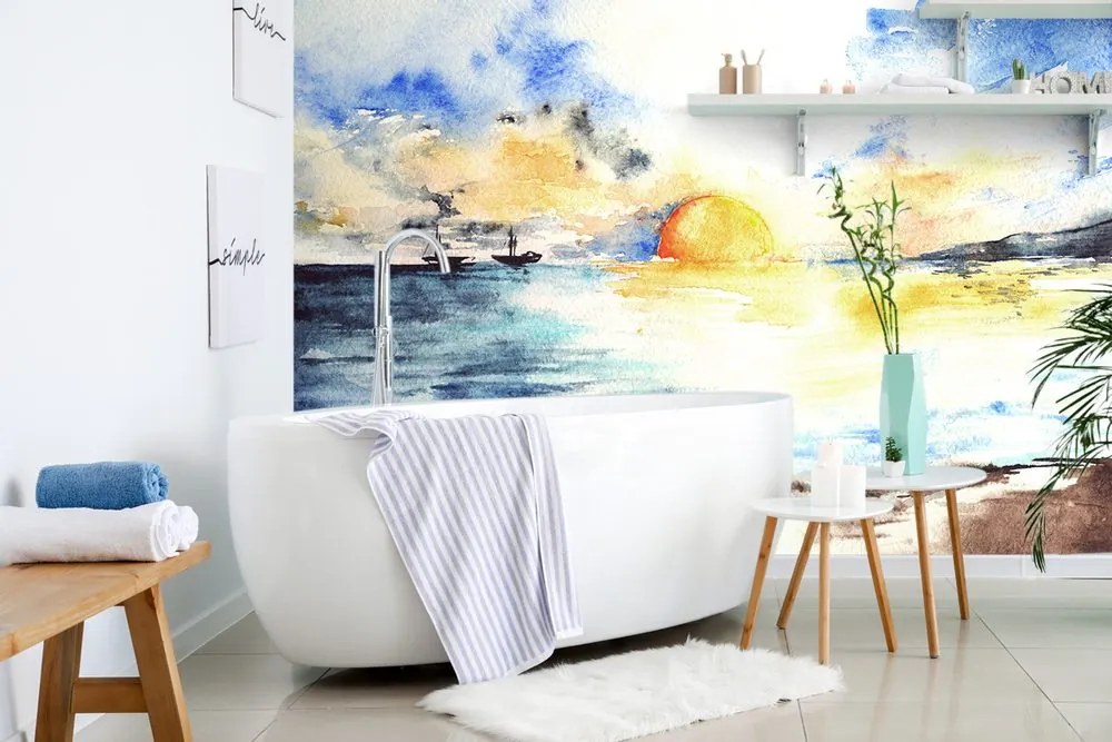 Tapet apus de soare radiant la mare