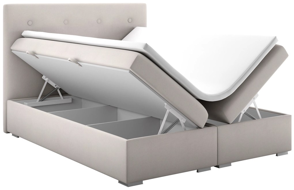 Pat matrimonial Boxspring 140 cm Rinoletto (bej) (cu sp. depozitare). 1044313
