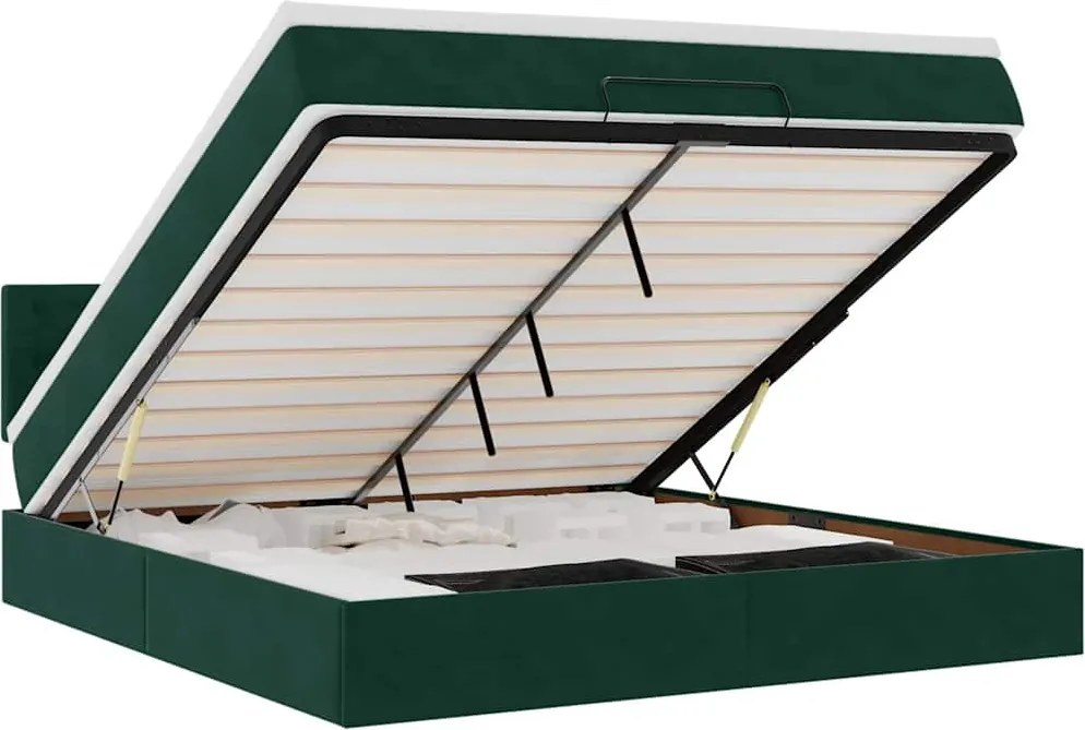 vidaXL Cadru de pat otoman cu saltea verde închis 160x200cm catifea