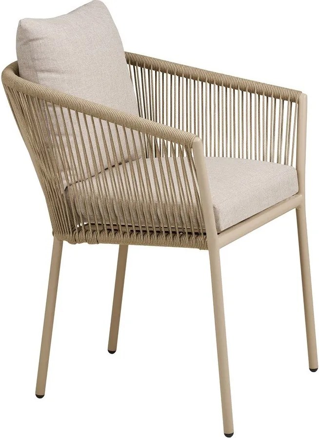 Scaun de grădină bej din metal/capitonat Salerno – House Nordic