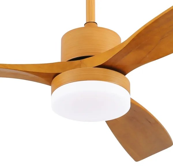 ZEVENTI - Ventilator de tavan MARE LED, 24W/230V, Wi‑Fi Tuya, finisaj stejar + telecomandă