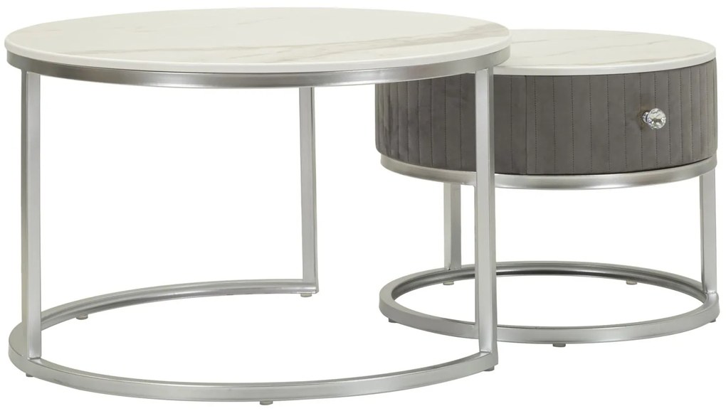 Mauro Ferretti Set De 2 Masute De Cafea Grays  Cm Ø 70X45-50X38 | Aosom Romania