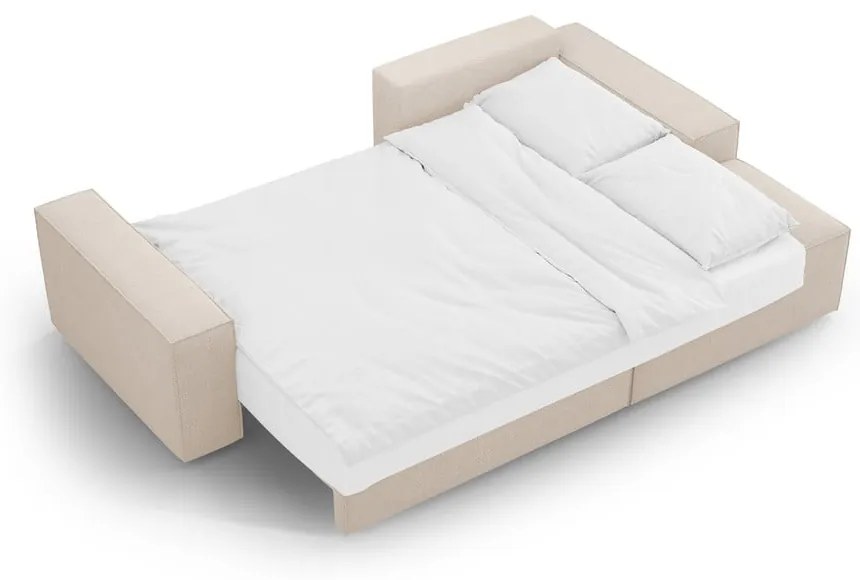 Colțar bej extensibil cu tapițerie din țesătură bouclé (cu colț pe partea dreaptă) Jodie – Micadoni Home