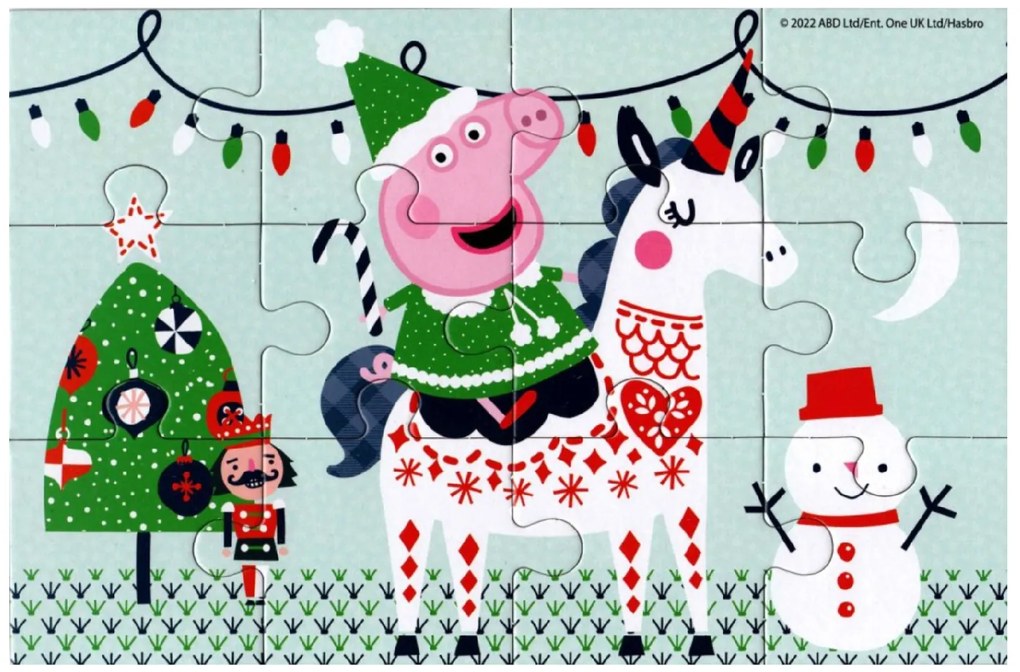 Puzzle pentru copii 4 in 1 PEPPA PIG si Spritul Craciunului, 19x29 cm