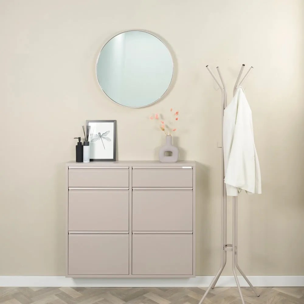 Pantofar taupe cu deschidere înclinată din metal 98x86x15 cm Billy – Spinder Design