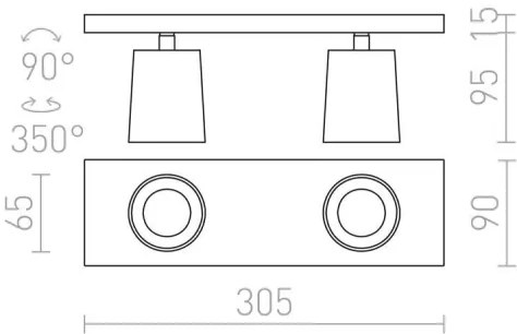 Spot KENNY 2xGU10/35W/230V RED-Design Rendl-R12915