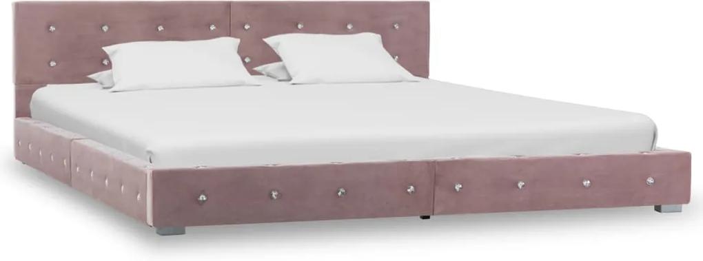 Cadru de pat, roz, 180 x 200 cm, catifea