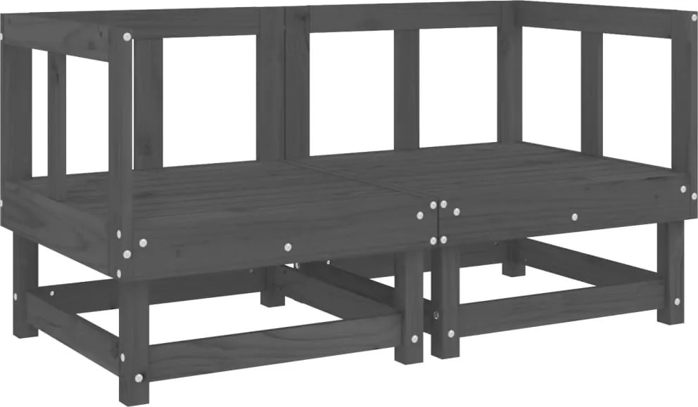 vidaXL Canapea de colț de grădină, 2 buc., gri, lemn masiv de pin