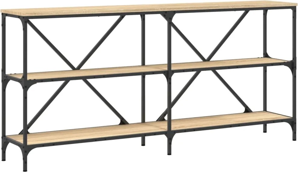 vidaXL Masă consolă stejar sonoma 160x30x75 cm lemn prelucrat și fier