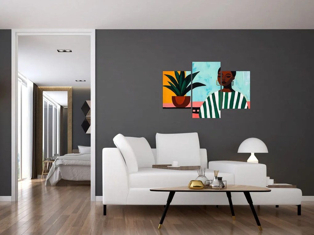 Tablou - Femeie cu floare (90x60 cm)