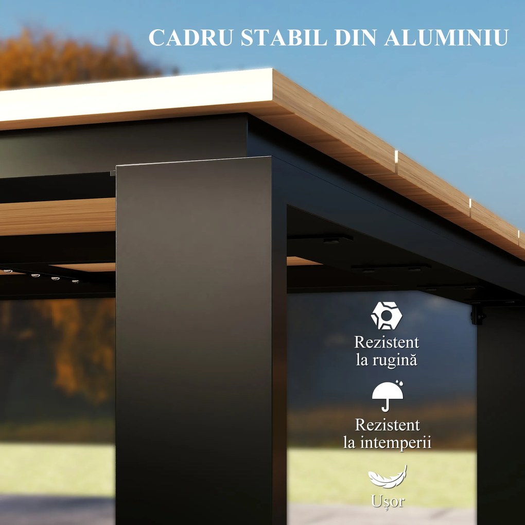 Masă pentru terasă Outsunny pentru 8 persoane, 180x90cm | Aosom Romania