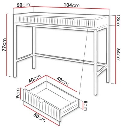 Consolă NOVA 77x104 cm gri/negru
