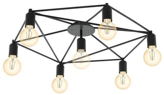 Eglo 97904 - Lustră aplicată STAITI 7xE27/60W/230V negru