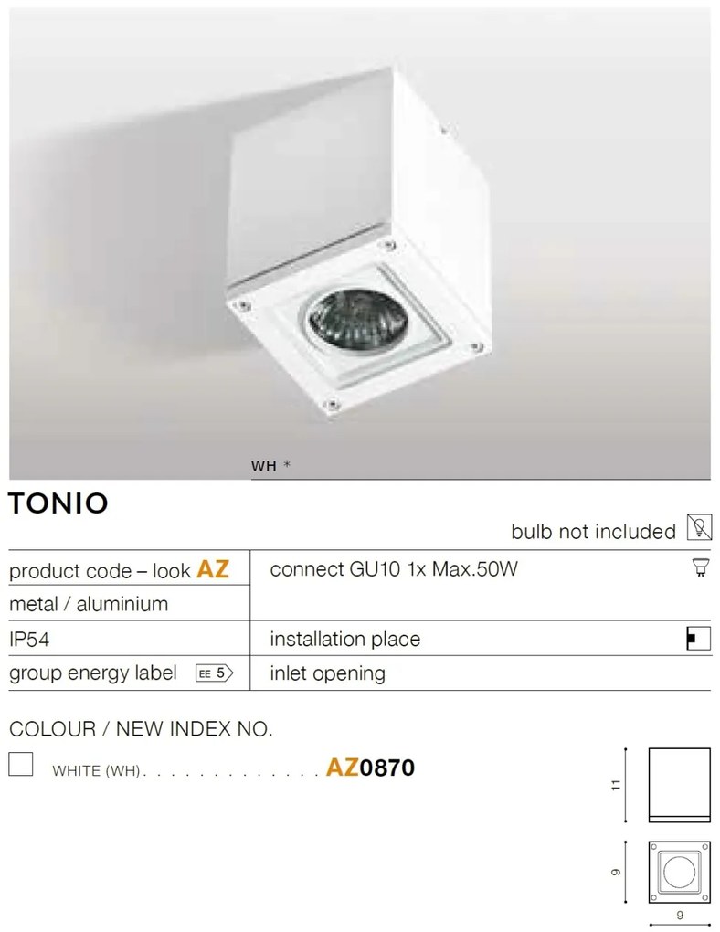 Spot aplicat / Plafoniera pentru iluminat exterior IP54 TONIO