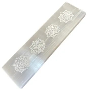 Platou dreptunghiular din selenit 15x3 cm - Mandala