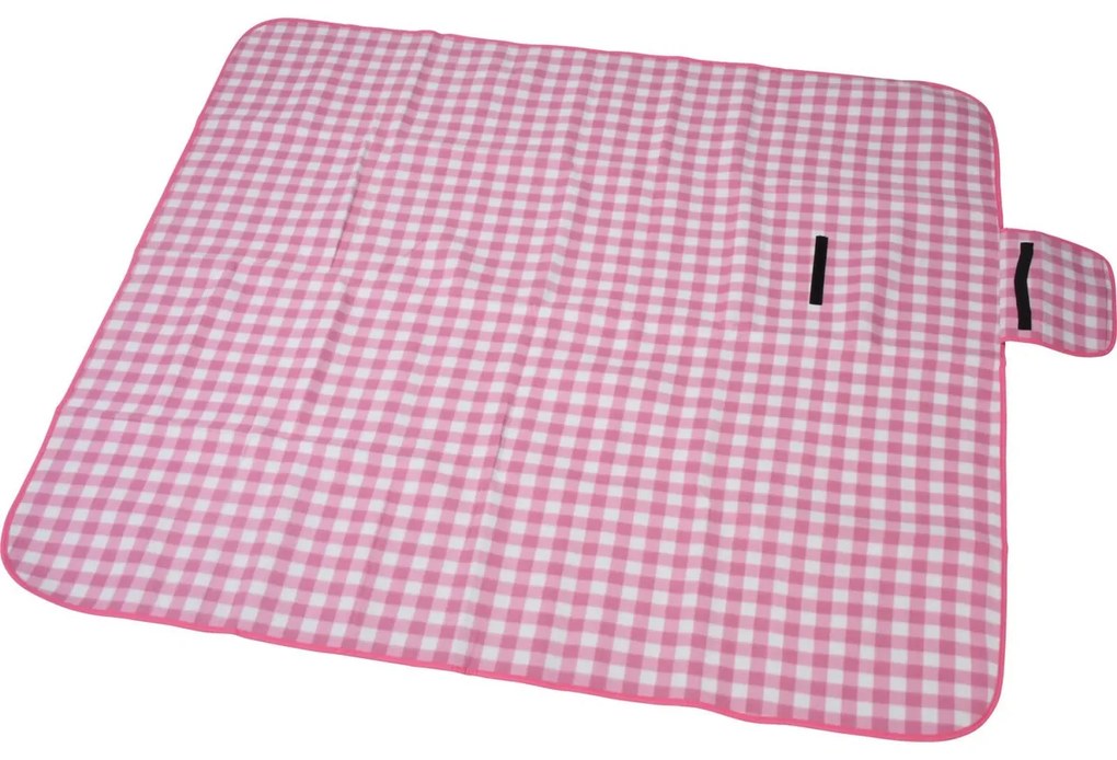 Pătură picnic Carouri 130 x 150 cm, roz