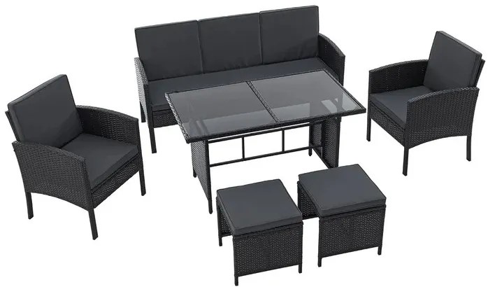 Juskys Set de ratan Turin - negru