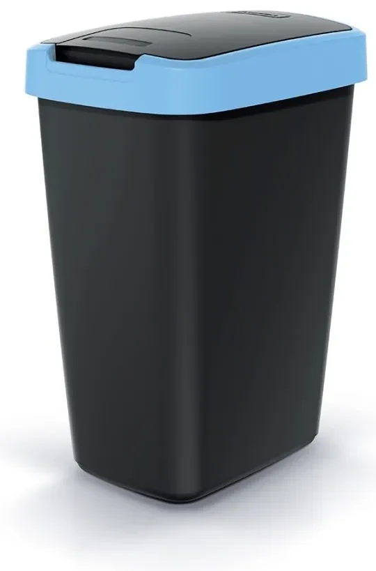 Coș de gunoi cu capac colorat, 12 l, albastru/negru