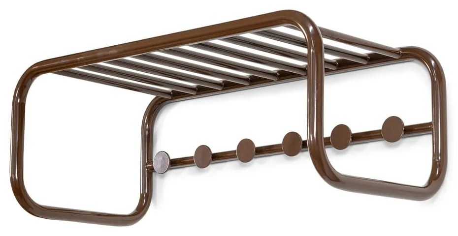 Cuier de perete maro închis cu raft din metal 72 cm Retro – Spinder Design