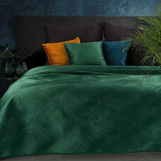 Cuvertură de calitate matlasată în verde închis Lăţime: 220 cm | Lungime: 240 cm
