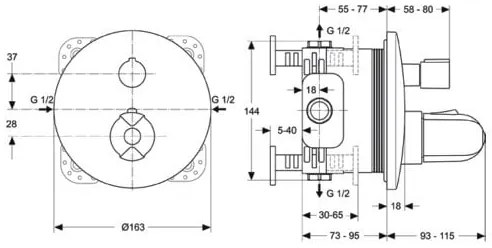 Sistem dus incastrat termostatat Ideal Standard Ceratherm, 2 consumatori , crom - BD006XC