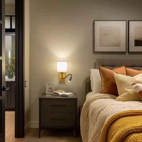 Lampă LED de perete Brilagi NUBILA WOOD 1xE27/25W/230V + LED/3W stejar/alb