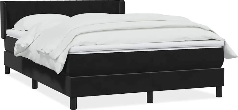 vidaXL Pat box spring cu saltea, negru, 160x210 cm, catifea