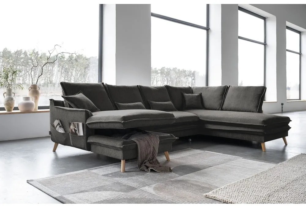 Colțar gri închis extensibil (cu colț pe partea dreaptă/în formă de "U") Charming Charlie – Miuform