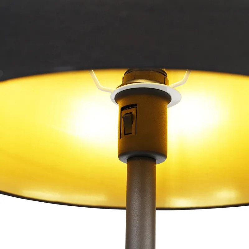 Lampa de podea clasica neagra cu auriu si lampa de citit - Retro