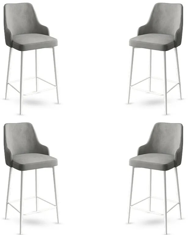 Set de scaune de bar Enox Grey and White, 4 buc.