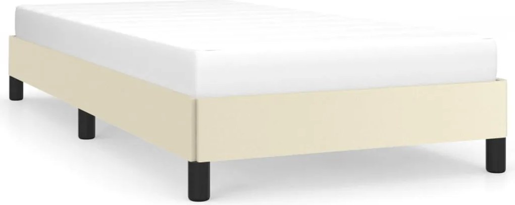 vidaXL Cadru de pat, crem, 90x200 cm, piele ecologică