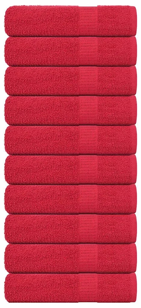 vidaXL Prosoape de baie 10 buc Roșu 100x150 cm 360 g/m² 100% bumbac