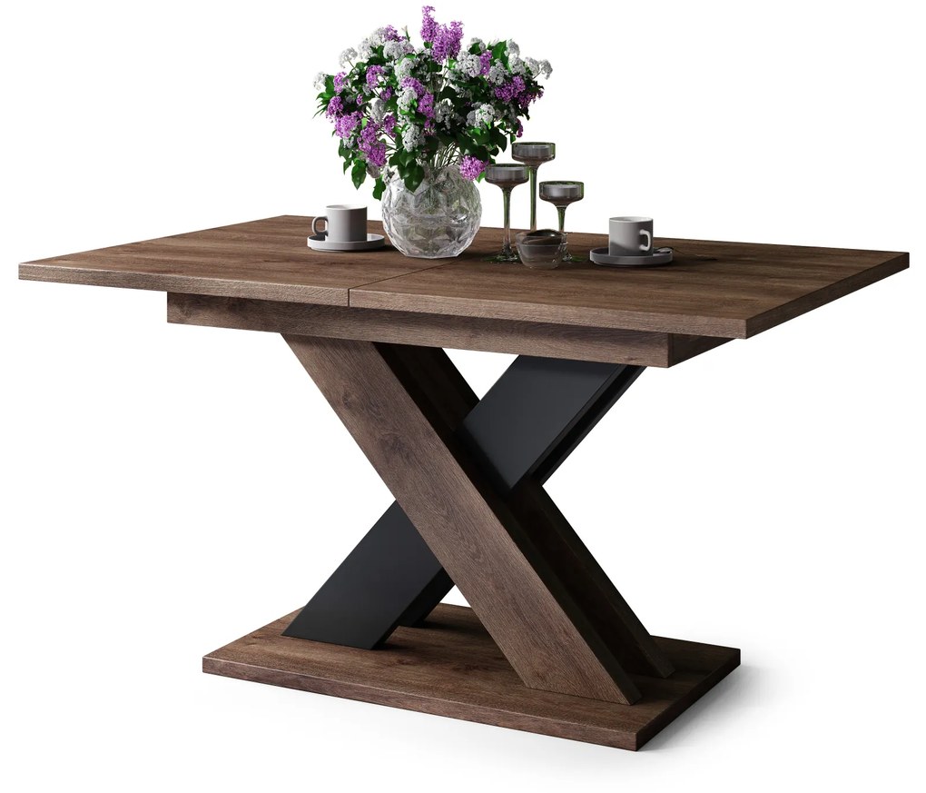 Mazzoni KARO Stejar Maro/Negru Mat – MASĂ/MĂSUȚĂ DE CAFEA MODERNĂ CU BLAT EXTENSIBIL până la 180 cm