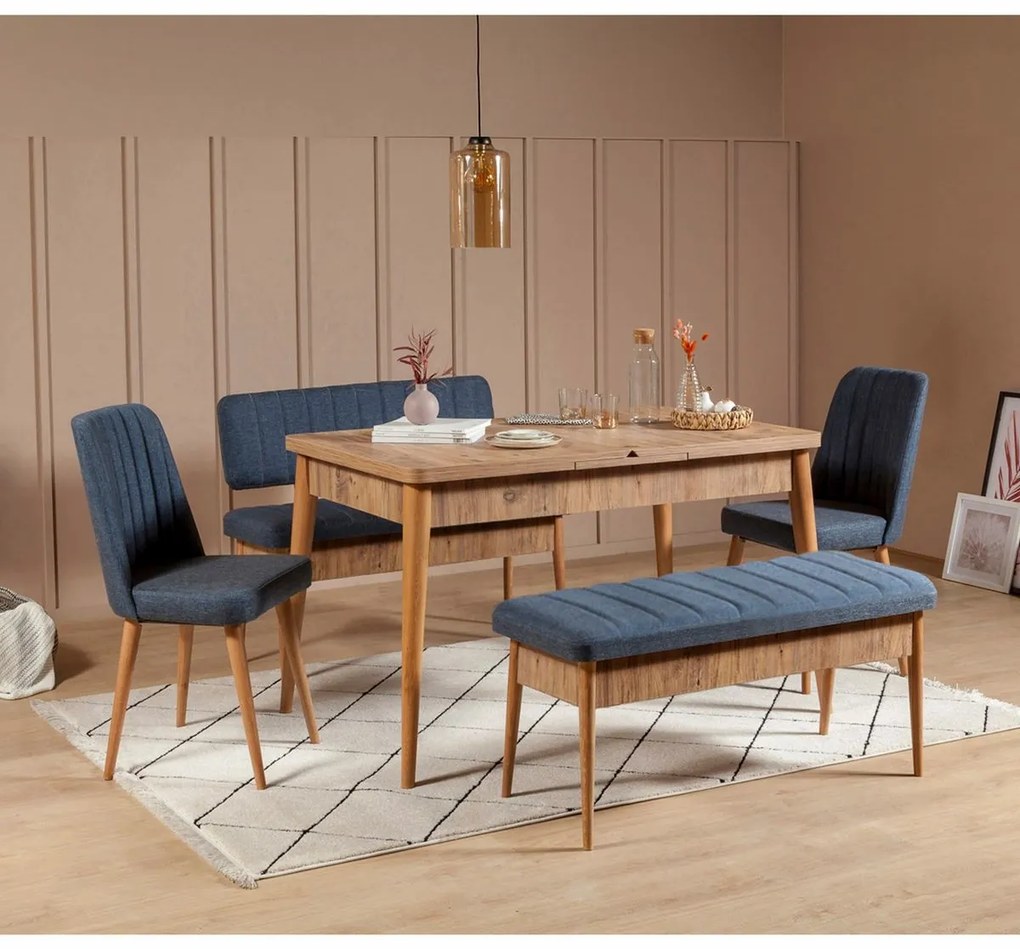 Bănci Vina Dark Blue și Atlanitc Pine