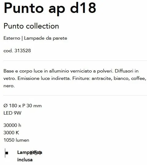Aplica LED iluminat exterior ambiental Punto ap d18 alba