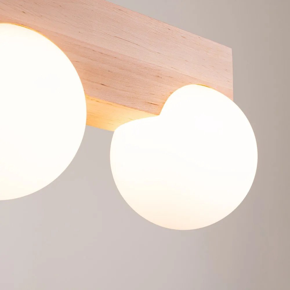 Plafonieră albă/în culoare naturală cu abajur din sticlă ø 12 cm Solum – Sollux