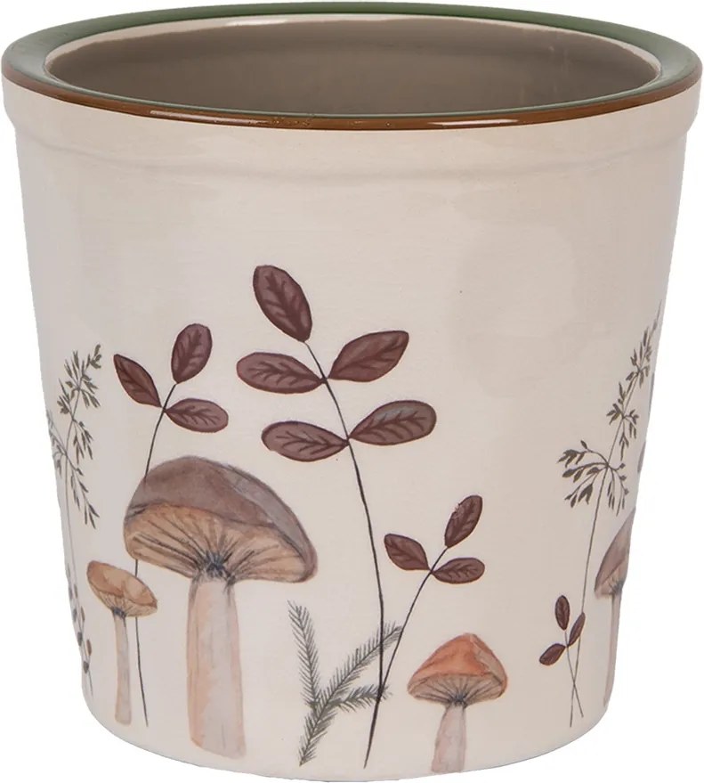 Ghiveci bej, din ceramica, Ø17x16 cm, Mushrooms