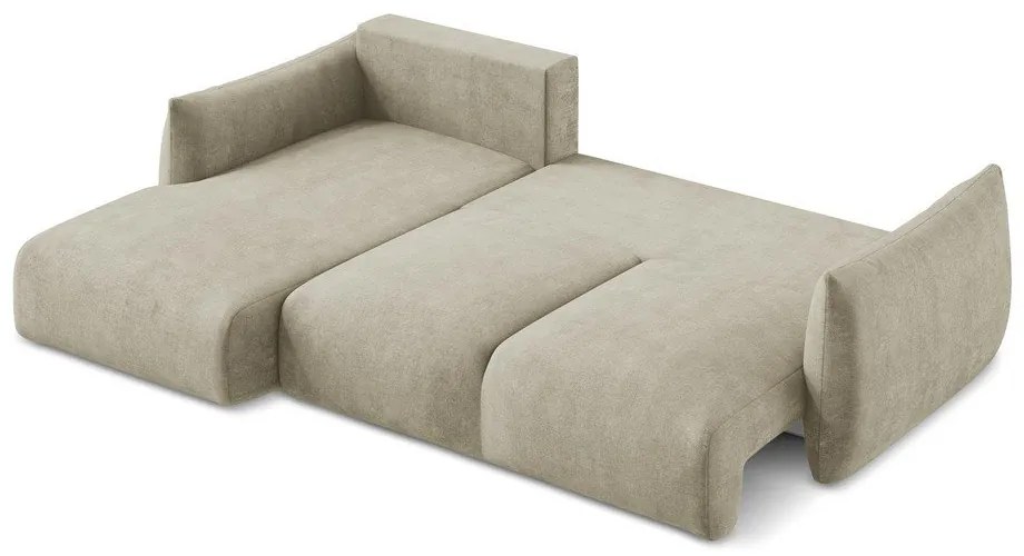 Colțar bej extensibil cu tapițerie din chenille (cu colț pe partea stângă/cu șezlong) Leila – Makamii