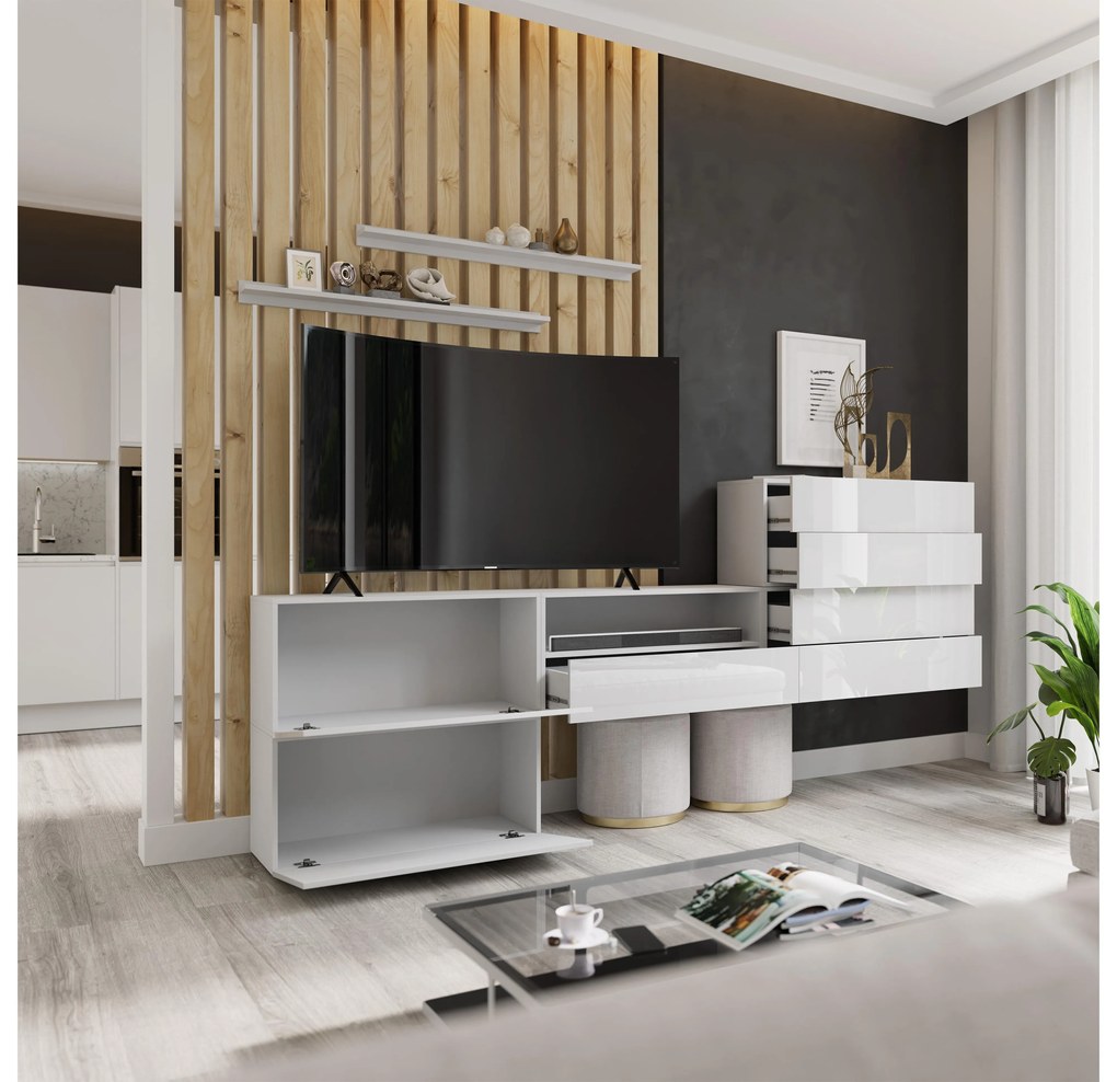 Mobilier living Berny 52 (alb + Alb lucios). 1087166