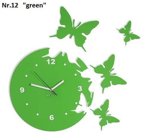 Ceas de perete modern cu fluturi Verde închis