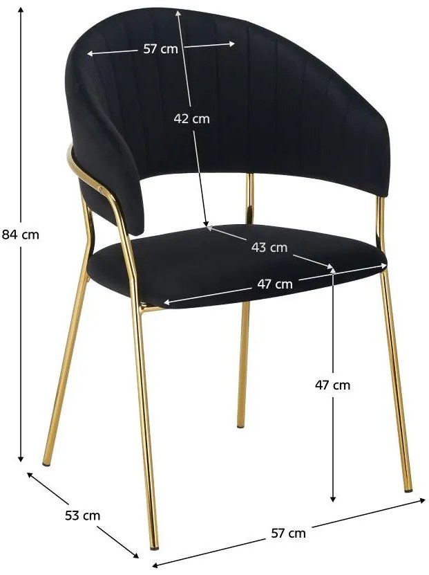 Fotoliu de sufragerie de design Dasmona 1 (Negru + Auriu + Crom) . 1097107