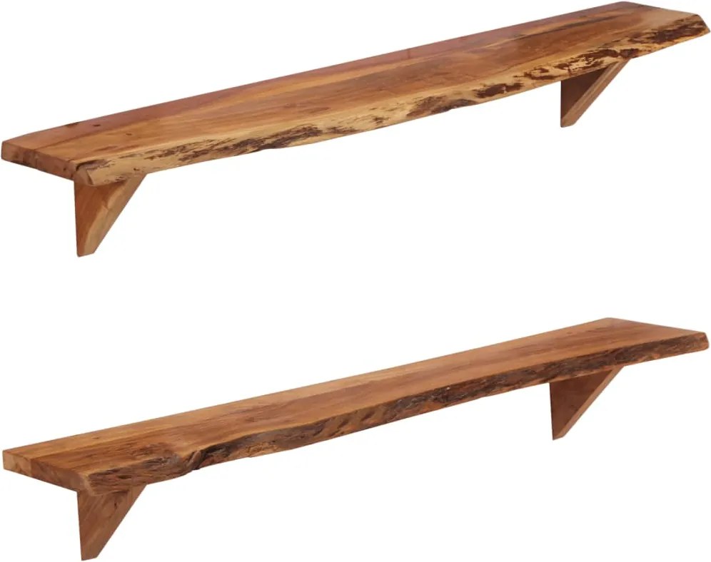 vidaXL Rafturi de perete, 2 buc., 110x20x18 cm, lemn masiv de acacia