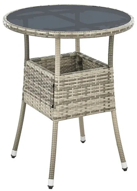 Juskys Masa rotundă Yoro din ratan Ø60 cm - gri