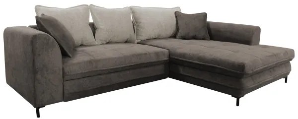 Colțar extensibil LAGOA, formă în L, cu spațiu de depozitare, pe partea dreaptă, taupe/gri