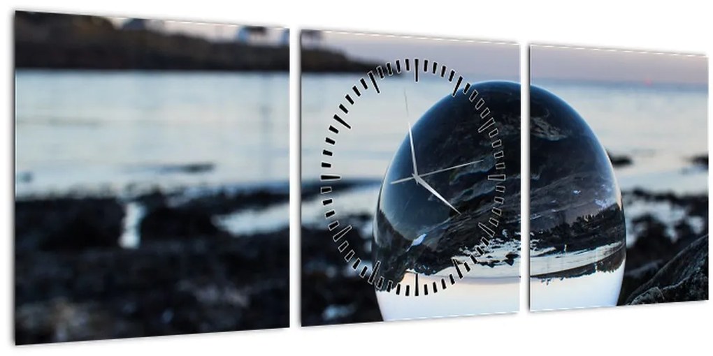 Tablou - Bile de sticlă pe piatră (cu ceas) (90x30 cm)