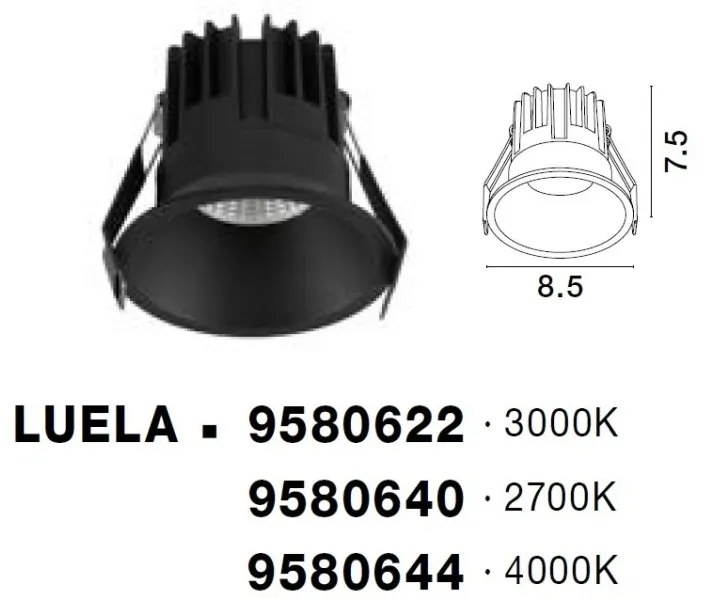 Spot LED incastrabil tavan fals / plafon LUELA 3000K negru