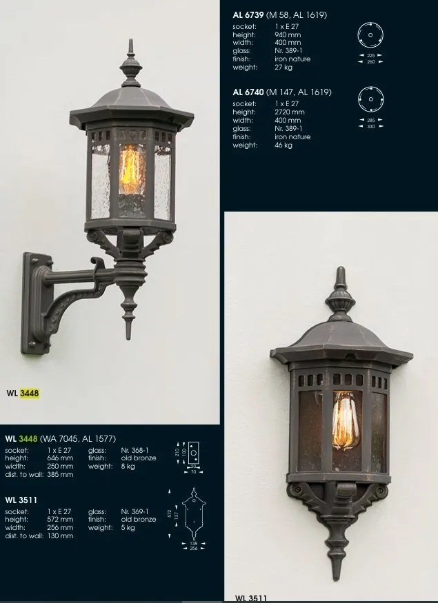 Pendul iluminat exterior din fier forjat, HL 3448, 40cm