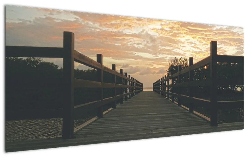 Tablou - Ponton de lemn, lac (120x50 cm)