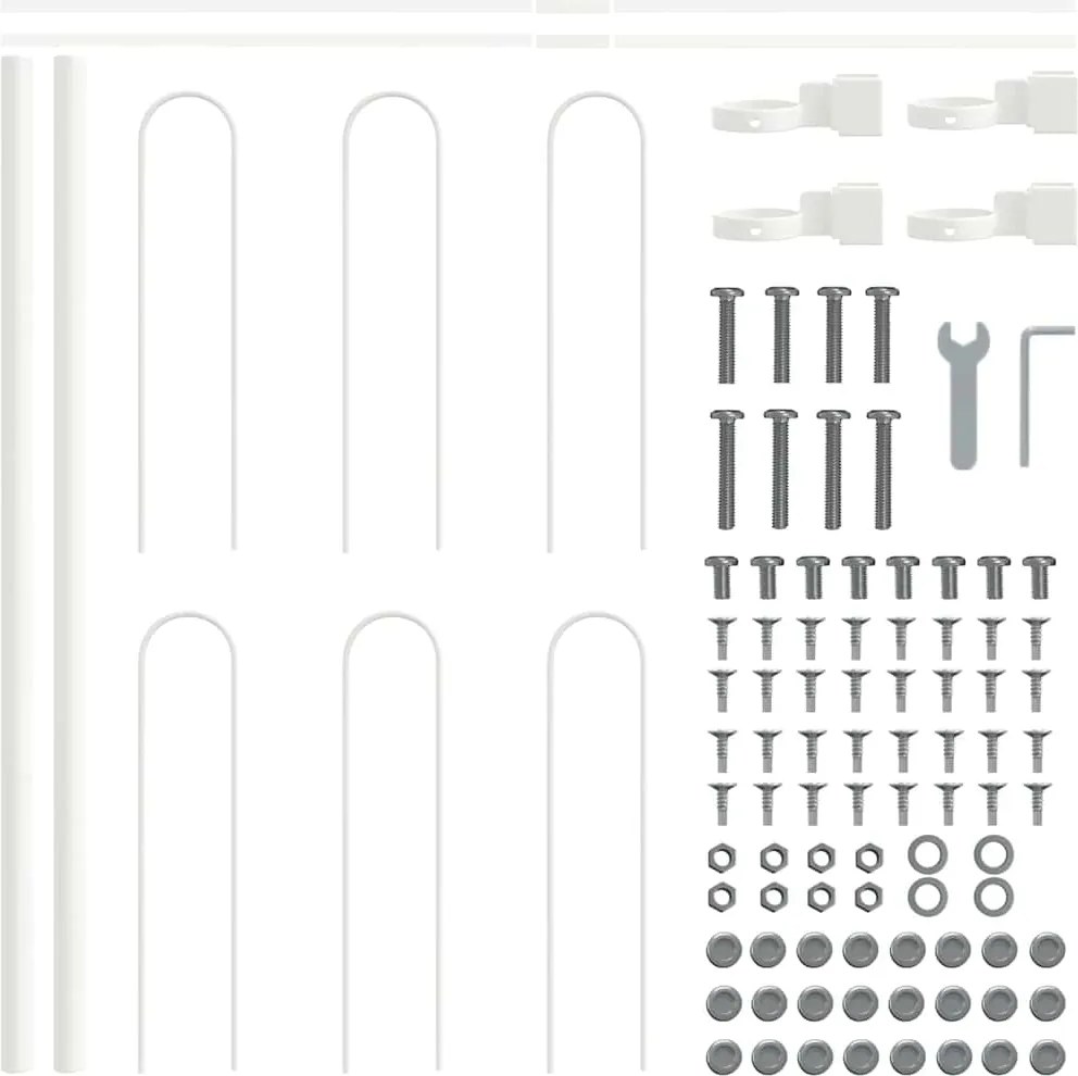 vidaXL Gard de Grădină 5 pcs Alb 8,5 x 0,6 m Oțel acoperit cu pulbere