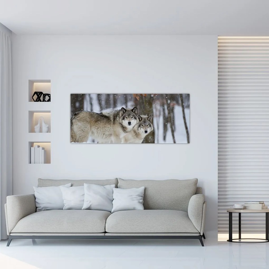 Tablou - Lupii în timpul iernii (120x50 cm)